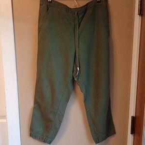 JCrew Green Casual linen blend crop Pants breathable size L